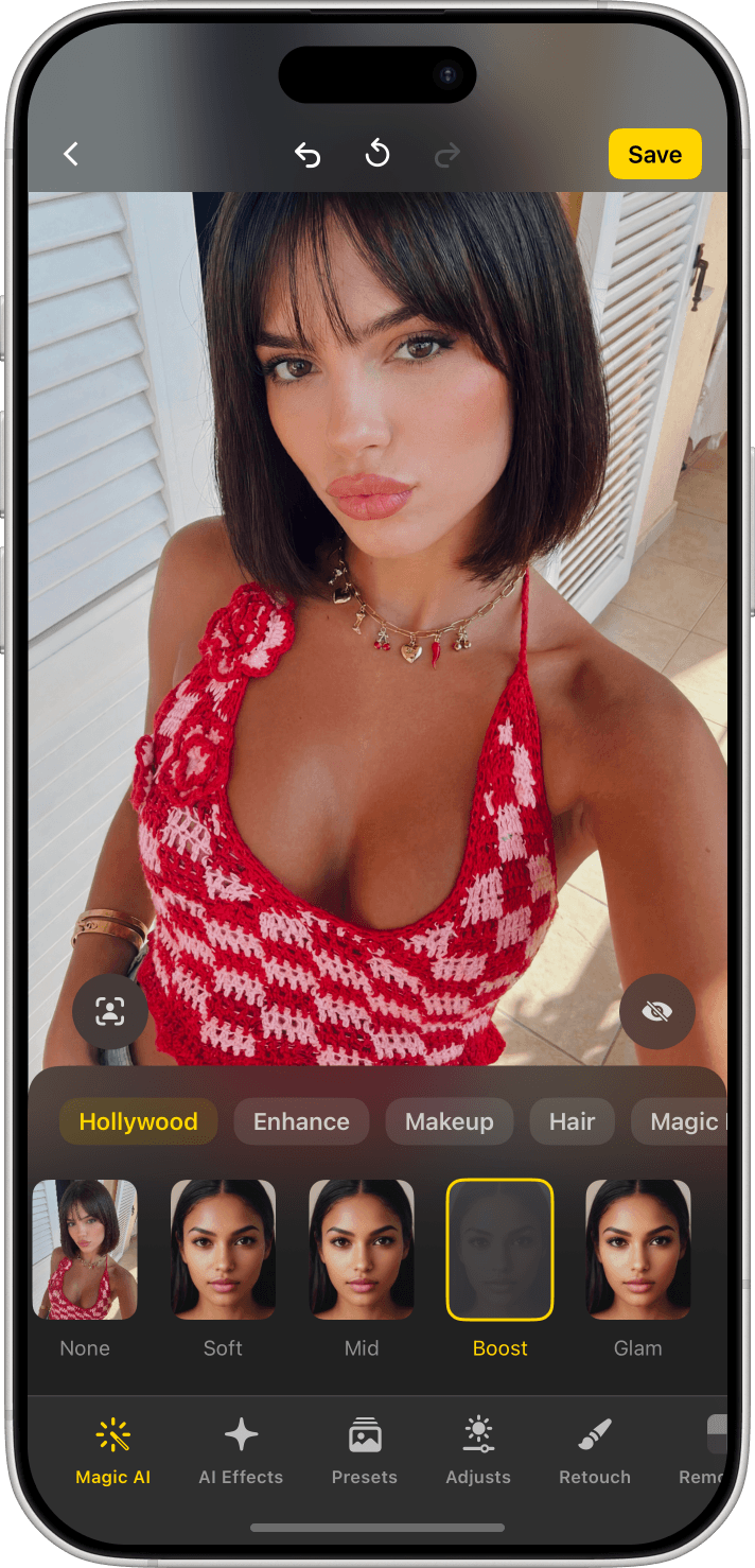 Lensa app enhancing a portrait photo
